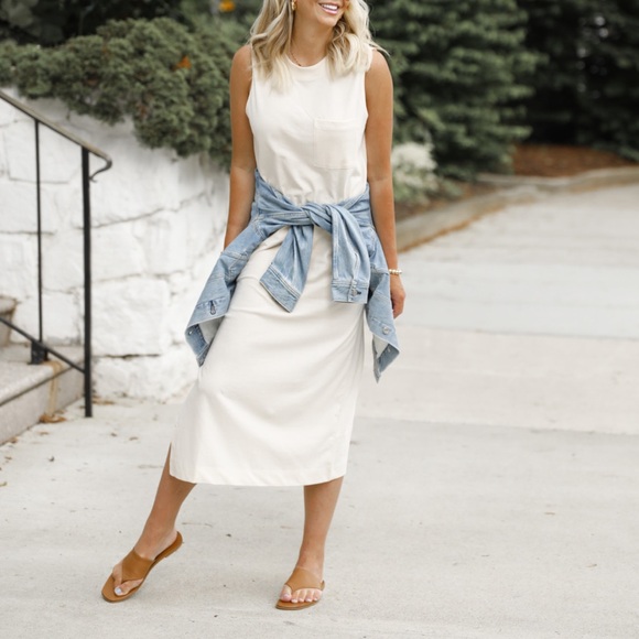 & NEW The Organic Cotton Weekend Tank Dress Bone Small - Picture 5 of 6